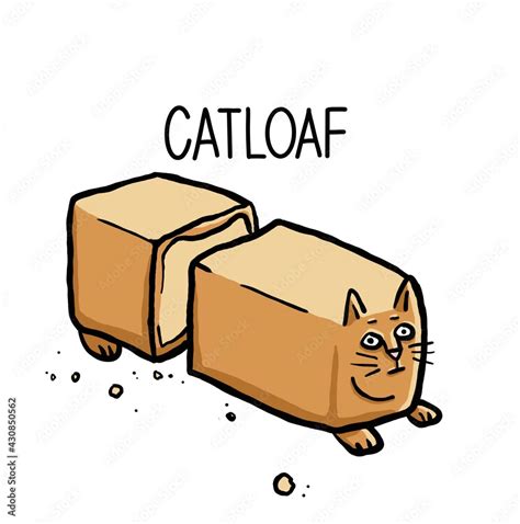 Sliced Catloaf, Cat Bread Loaf Funny Cat Lover Digital Illustration ...