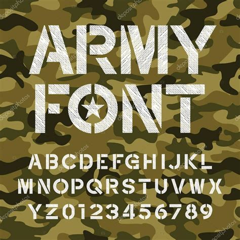 Army alphabet font. Endless camo background. — Stock Vector ...