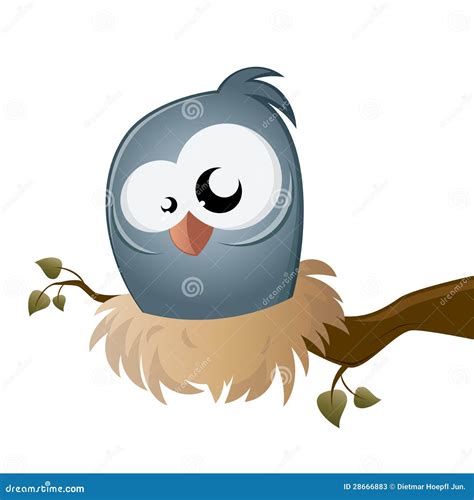 Funny Cartoon Bird Sitting In A Nest Stock Vector - Illustration of ...