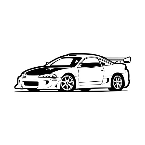 Japanese sport car silhouette vector art isolated. JDM car vector art ...