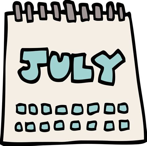 cartoon doodle calendar showing month of july 9870627 Vector Art at ...