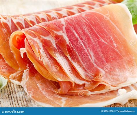 Slices of cured ham stock photo. Image of traditional - 32661658