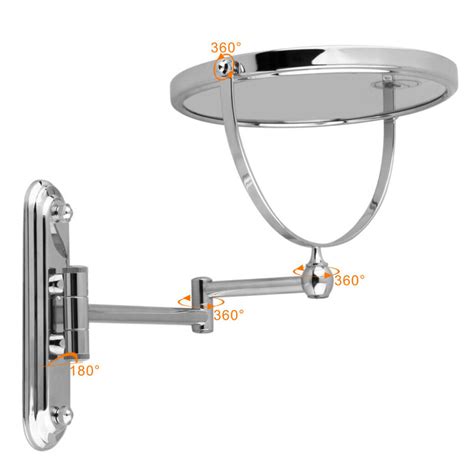 Swing Arm 5/10X Magnifying Makeup Mirror Wall Mount Extendable Bathroom ...