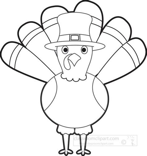 Thanksgiving Clipart-thanksgiving turkey cartoon black white outline ...