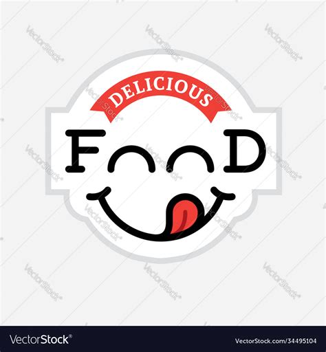 Food logo with yummy face Royalty Free Vector Image