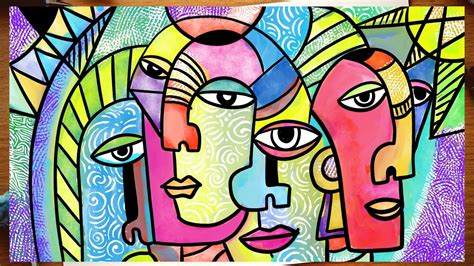 Abstract Picasso Faces / Modern Abstract Line Face Portrait Linear ...