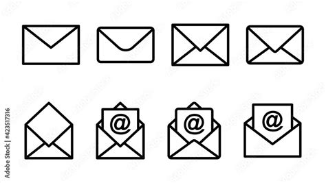 Mail icon set. email icon vector. E-mail icon. Envelope illustration ...