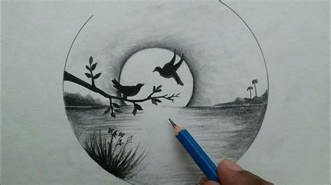 How to draw a beautiful scenery drawing / easy pencil sketch