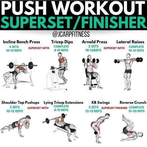 Push workout 🏋️‍♀️ - | Push workout, Weight lifting workouts, Gym ...