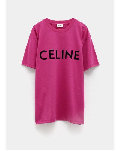 Celine Logo T-shirt in Pink | Lyst