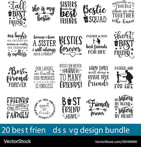 Best friends svg design bundle Royalty Free Vector Image