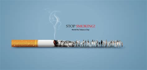 Anti-smoking graphic with burning cigarette made of individual people ...