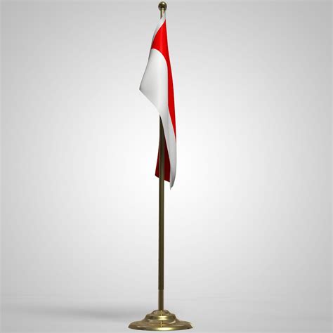 Indonesia Flag and Pole 3D Model $7 - .unknown .c4d .obj .fbx - Free3D