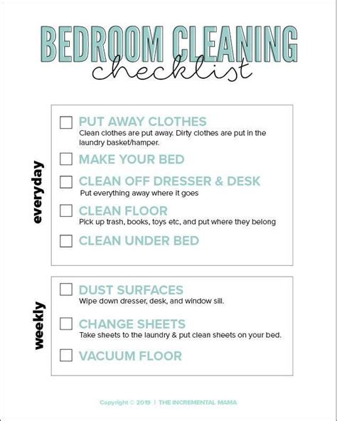 Printable Room Cleaning Checklist