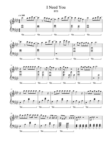 BTS I Need You piano Sheet music for Piano | Download free in PDF or ...