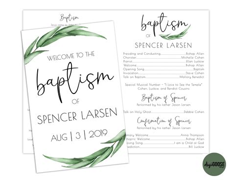 Lds Baptism Program Template Free