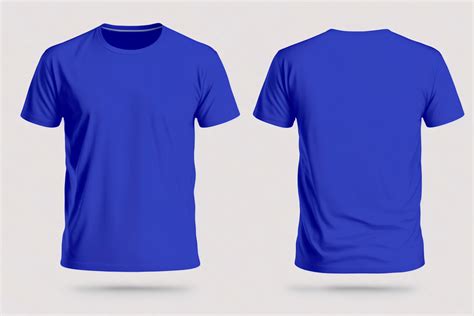 Mockup of a blank royal blue tshirt front and back isolated on white ...