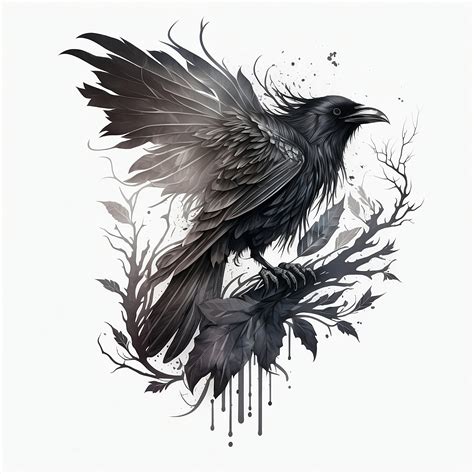 Raven Tattoo Design White Background PNG File Download High Resolution ...