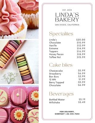 White Classy Photo Collage Bakery Menu - Templates by Canva