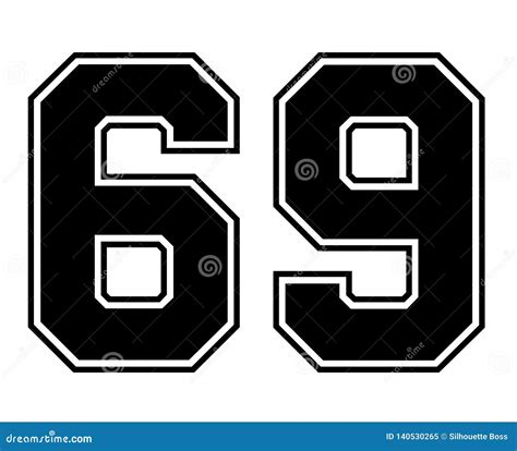 69 Classic Vintage Sport Jersey Number in Black Number on White ...