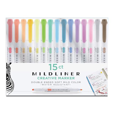 Zebra Mildliner Double Ended Highlighters, Fine and Broad Tip, Assorted ...