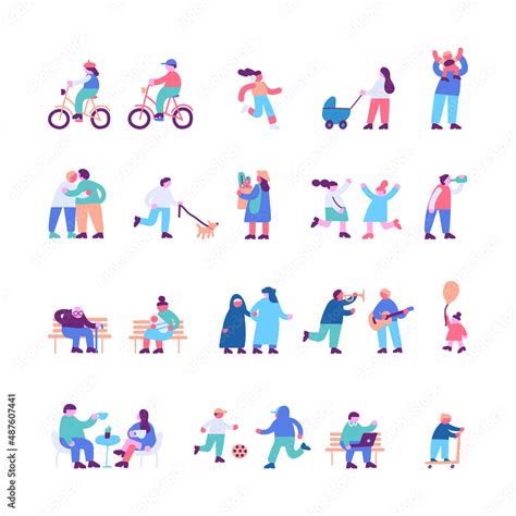 Tiny people silhouette flat vector set. Stock Vector | Adobe Stock