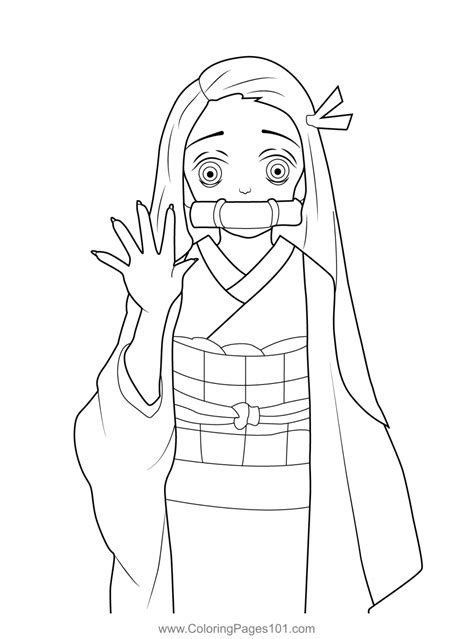 Nezuko kamado Demon Slayer Coloring Page for Kids - Free Demon Slayer ...