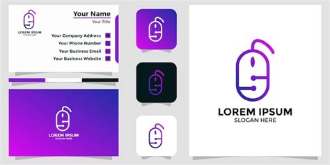 Premium Vector | Mouse design logo and branding card