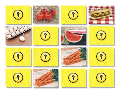 Foods Memory Matching Card Game | Stages Learning Materials