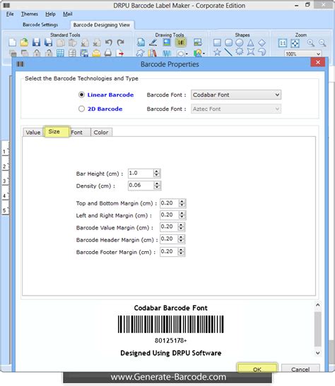 Codabar barcode font designed by DRPU barcode software - Generate ...