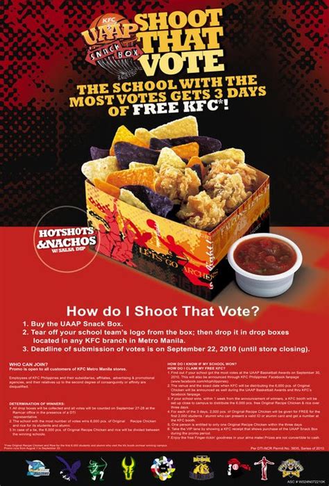 Free Beez and Pro Moos: UAAP Snack Box KFC Shoot that Vote Promo