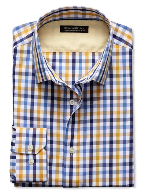 Tailored Slim-Fit Non-Iron Multi-Gingham Shirt | Banana Republic