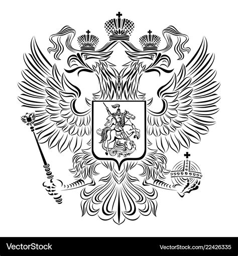 Black and white coat of arms of the russian Vector Image