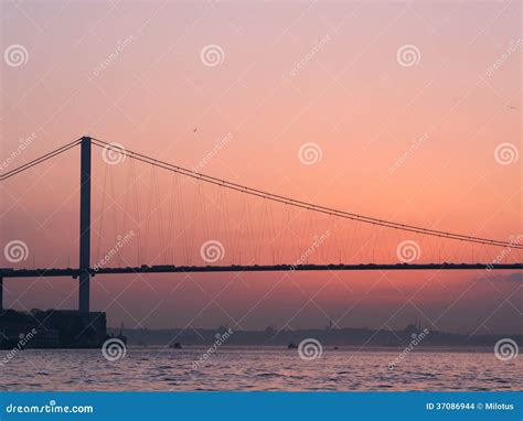 Bosphorus Bridge at the Sunset Stock Photo - Image of landscaped ...