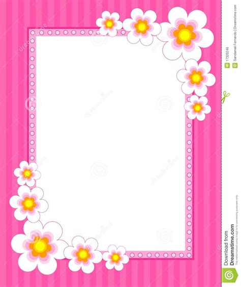 Pink Floral Border Design - Spring and Summer Flowers