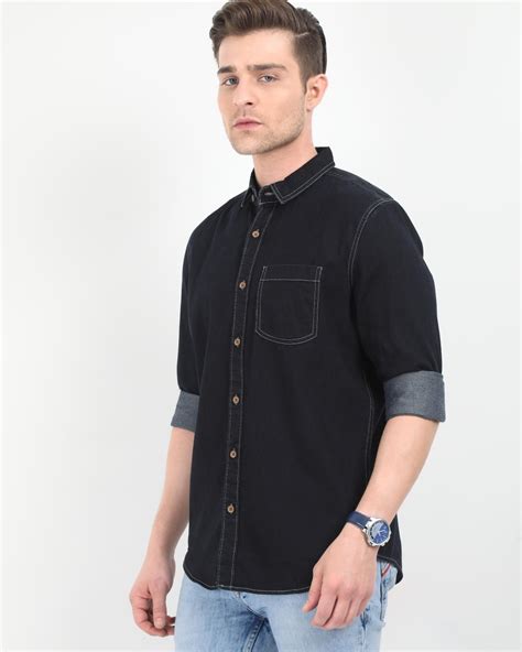 Buy Men's Black Slim Fit Shirt for Men Black Online at Bewakoof