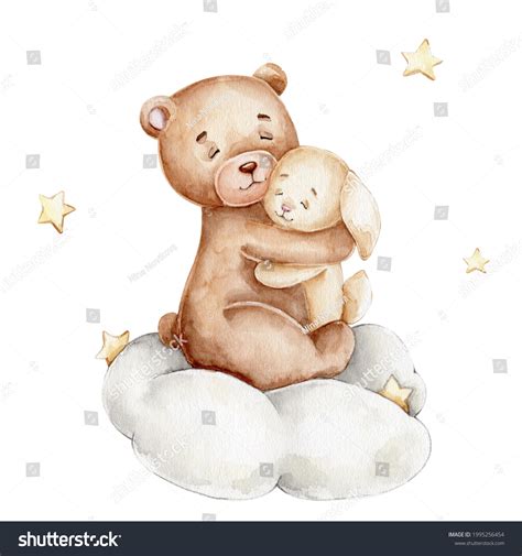 Cute Teddy Bear Bunny On Cloud Stock Illustration 1995256454 | Shutterstock