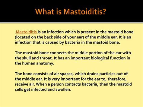 PPT - Mastoiditis: Causes, Symptoms, Daignosis, Prevention and ...