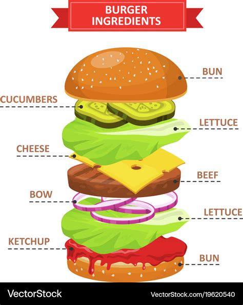 Burger ingredients set Royalty Free Vector Image