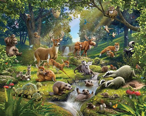 Walltastic Animals of the Forest Wallpaper Mural | Forest and wildlife ...