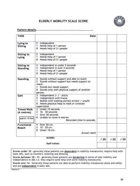 ELDERLY MOBILITY SCALE SCORE 2020-2022 - Fill and Sign Printable ...