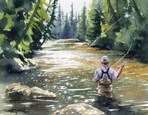 Fly Fishing Art Print hooked up Ii Watercolor - Etsy