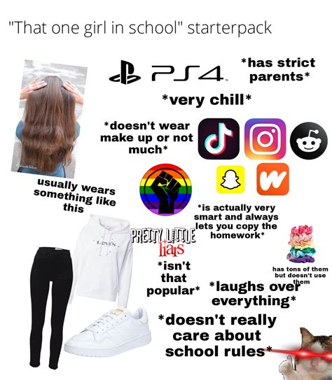 "That one girl in school" starter pack : r/starterpacks