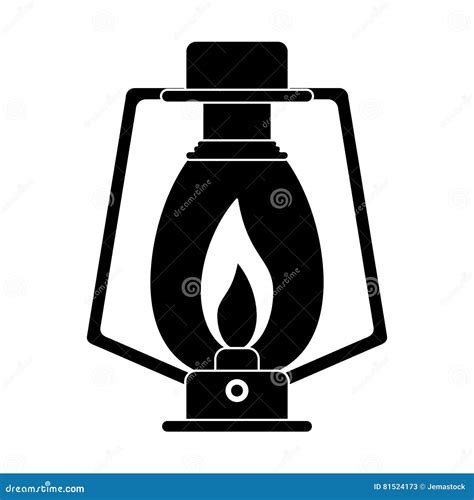 Old Oil Lamp Kerosene Camping Lantern Silhouette Oil Lamp Icon Vector ...