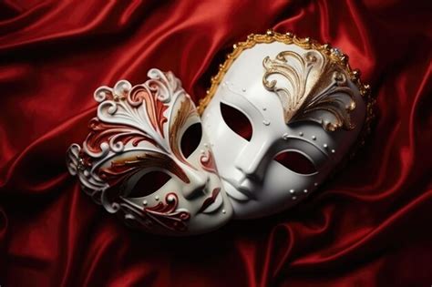 Premium AI Image | Venetian carnival mask with gold decorations on red ...