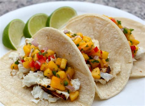 Grilled Halibut Tacos with Peach Salsa- Domesticate ME!