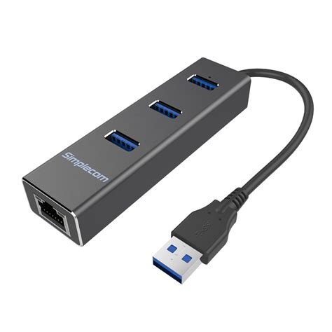 Simplecom CHN410 Aluminium 3 Port USB 3.0 HUB with Gigabit Ethernet ...