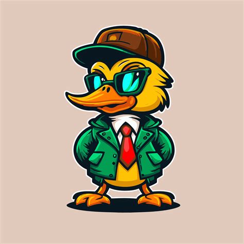 cool duck or goose character logo mascot icon for branding in cartoon ...