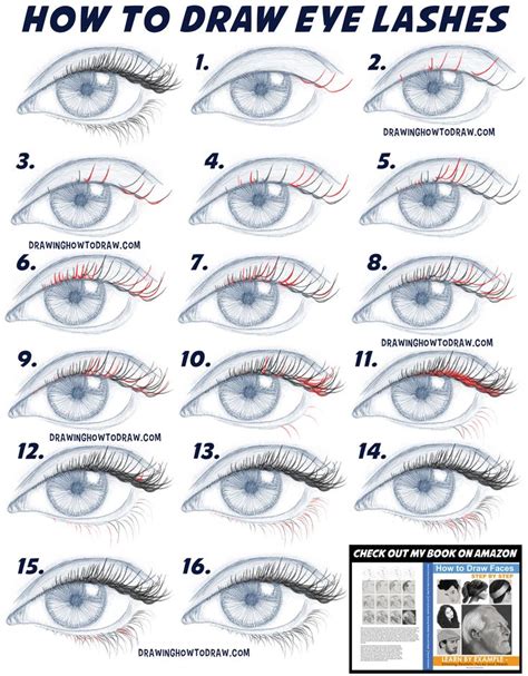 How to Draw Eyelashes (Women’s and Men’s) Easy Step by Step Drawing ...