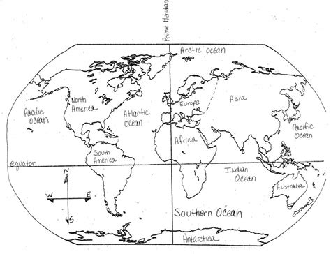 Continents And Oceans Printable Map